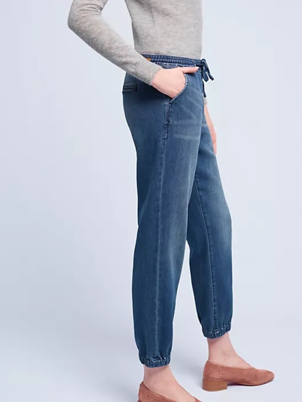 Anthropologie Pilcro Denim Joggers medium wash blue Womens size medium - Picture 3 of 8
